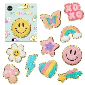 Chenille Sticker Patches ~ Pink Happy Face