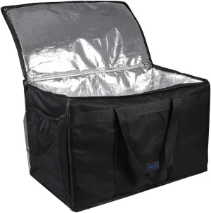 cherrboll Insulated Food Delivery Bag with Side Pockets, Thick Insulation, Commercial Thermal Carrier for Restaurant Catering or Food Transport - 23" x 14" x 15"