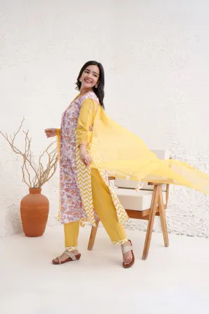 Chintz Chevron Kurta with Narrow Pants