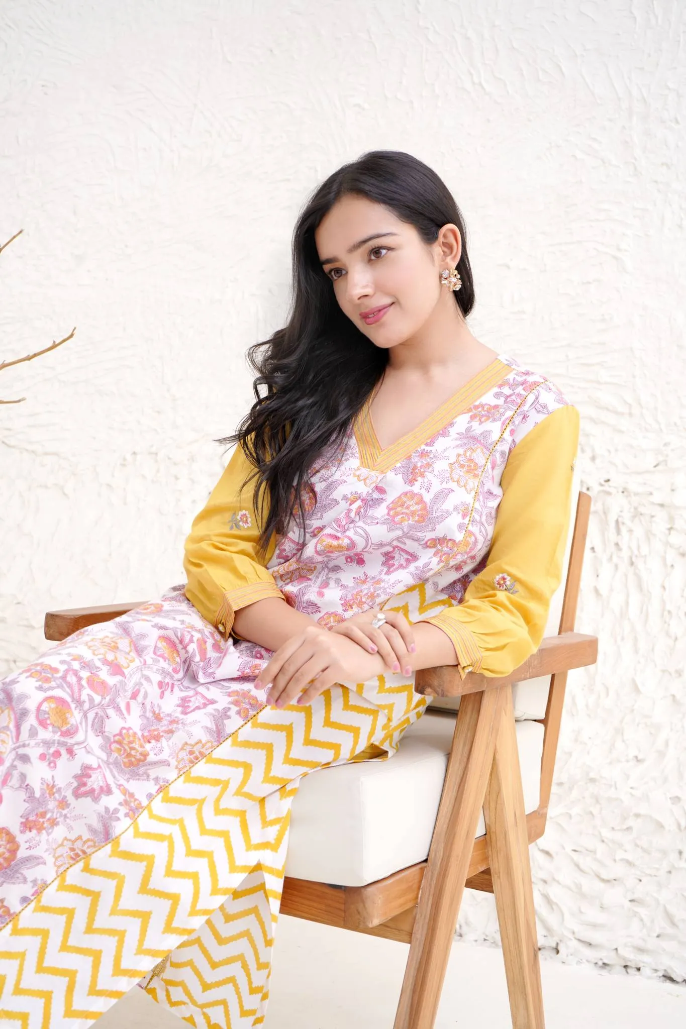 Chintz Chevron Kurta with Narrow Pants