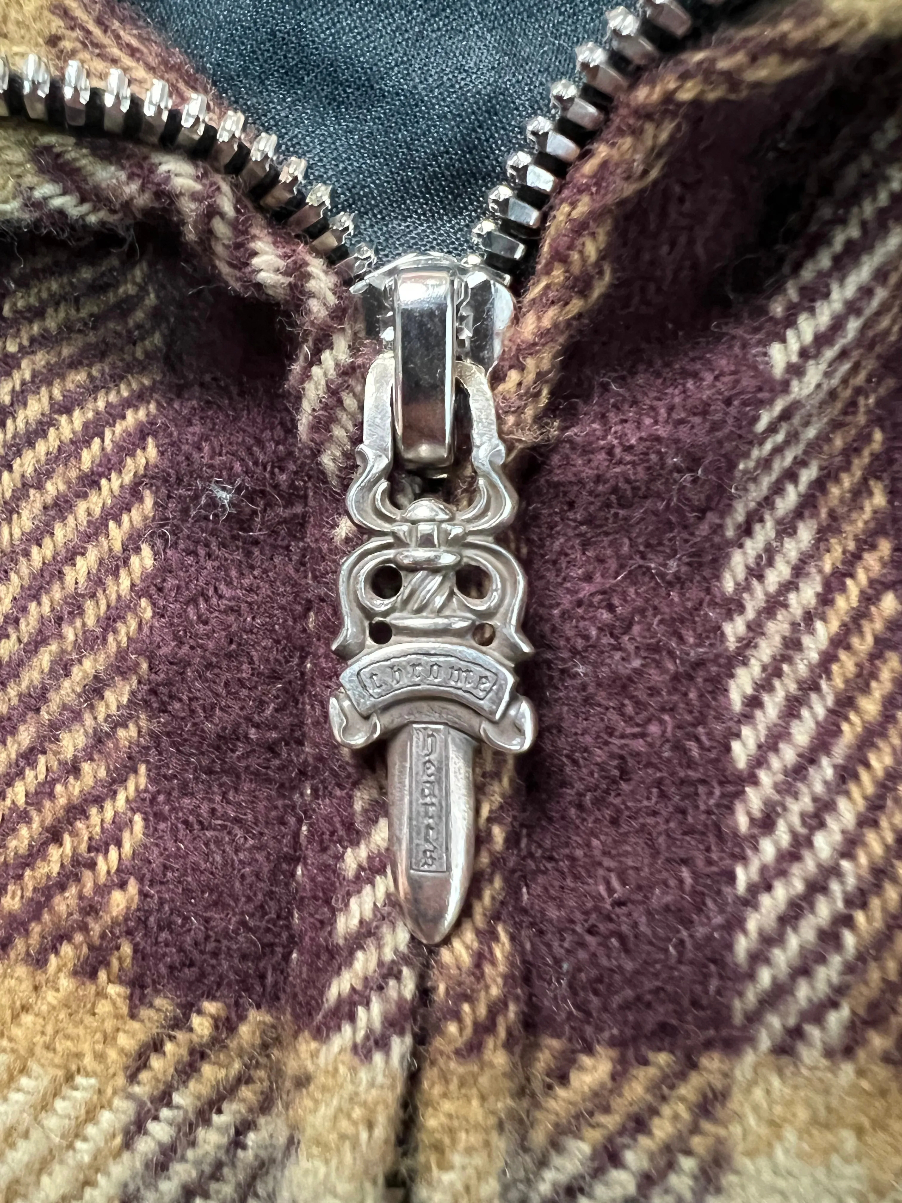 Chrome Hearts workdog Shearling collar plaid flannel Jacket SZ:M
