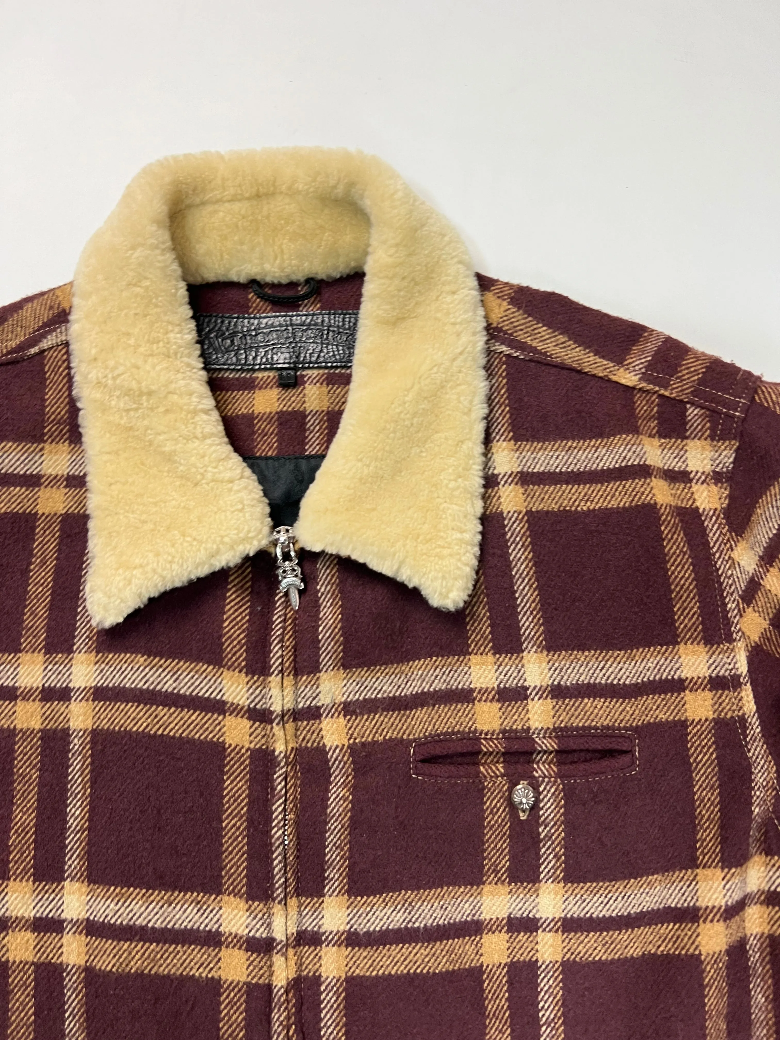 Chrome Hearts workdog Shearling collar plaid flannel Jacket SZ:M