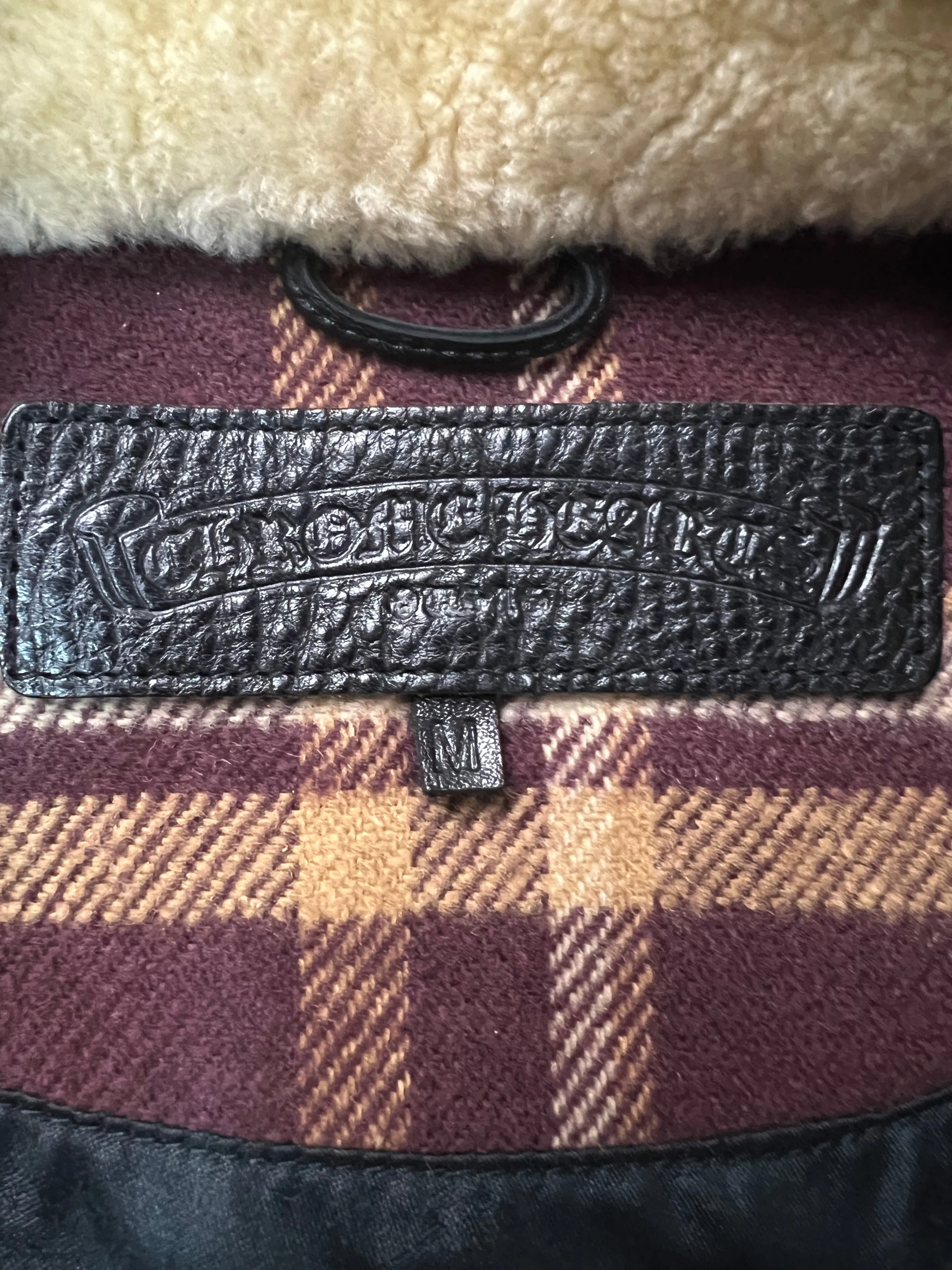 Chrome Hearts workdog Shearling collar plaid flannel Jacket SZ:M