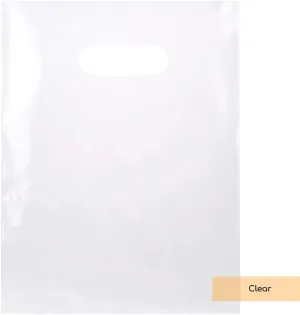 ClearBags 100 Clear Handle Bags 9x12, Extra Thick 2.25 Mil Retail Plastic Shopping Merchandise Gift Bags Tear Resistant Strong Durable Anti Stretch For Small Business LDPE Die Cut, 100% Recyclable