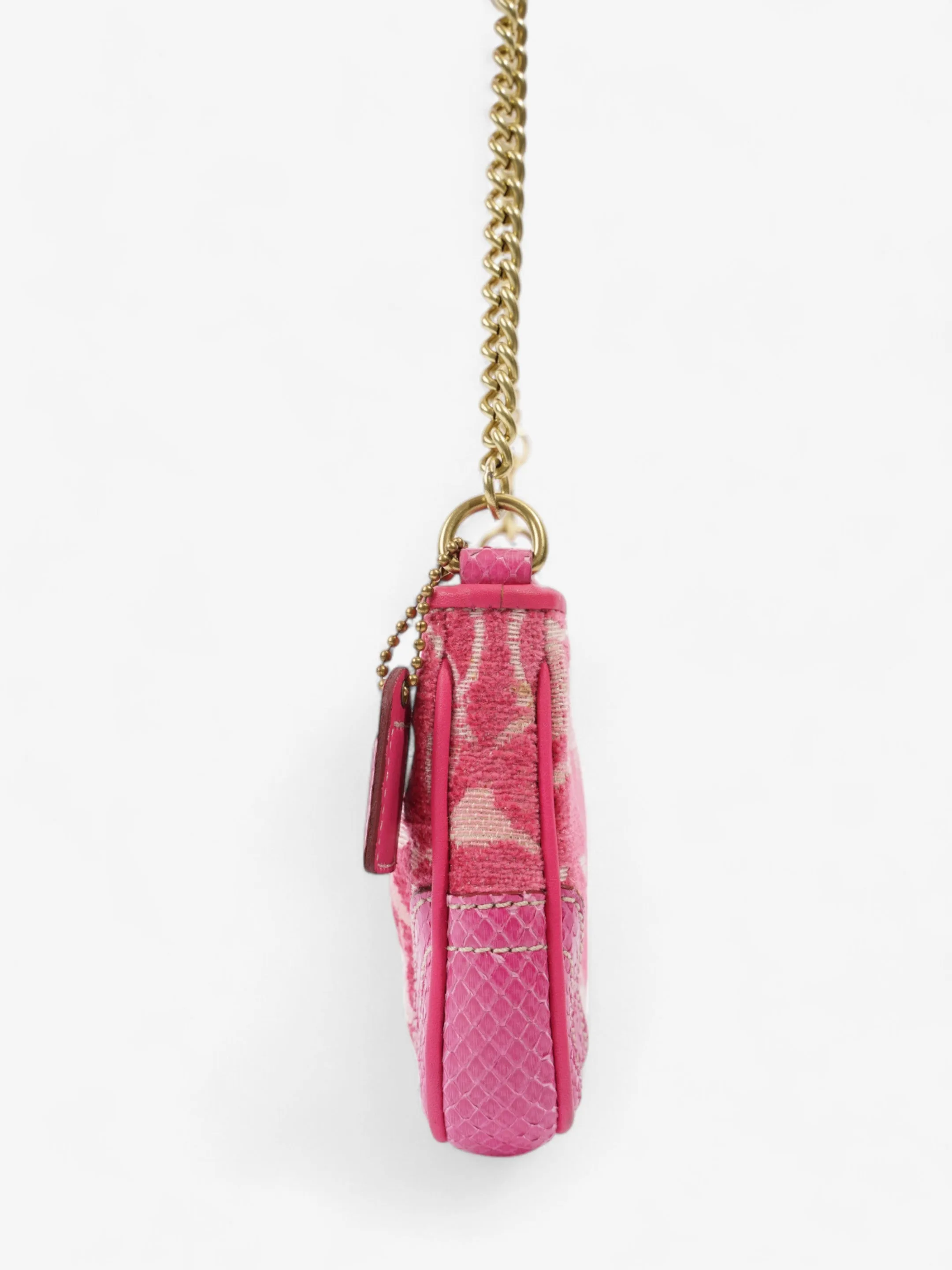 Coach Chenille Python Shoulder Bag Pink Canvas