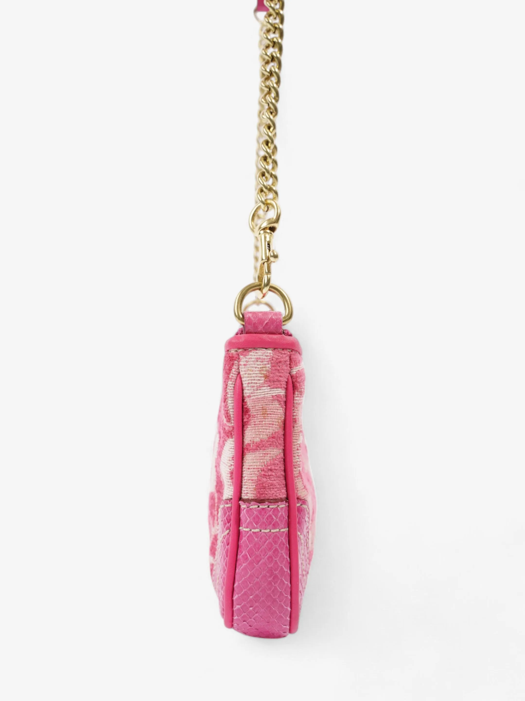 Coach Chenille Python Shoulder Bag Pink Canvas