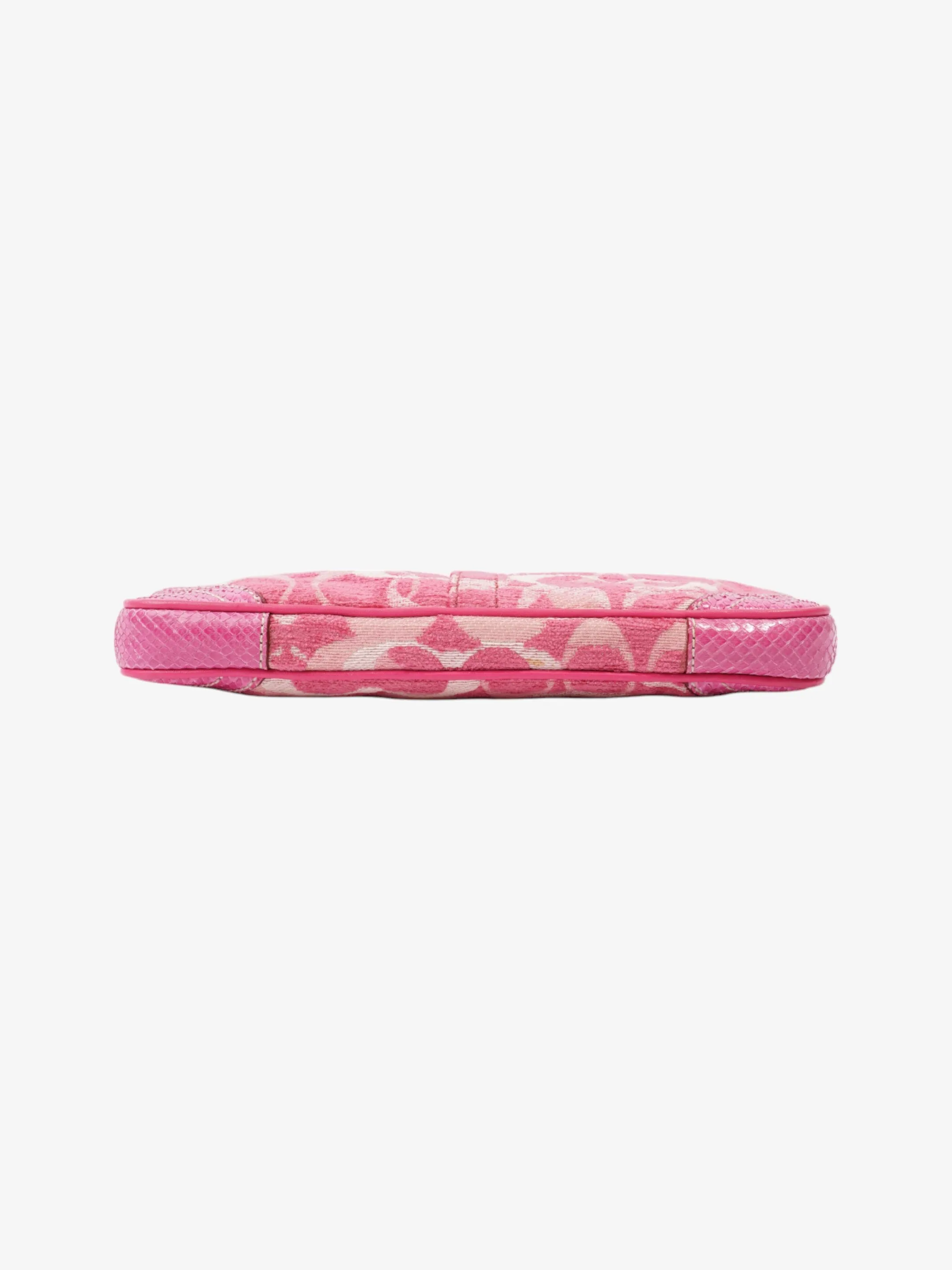 Coach Chenille Python Shoulder Bag Pink Canvas