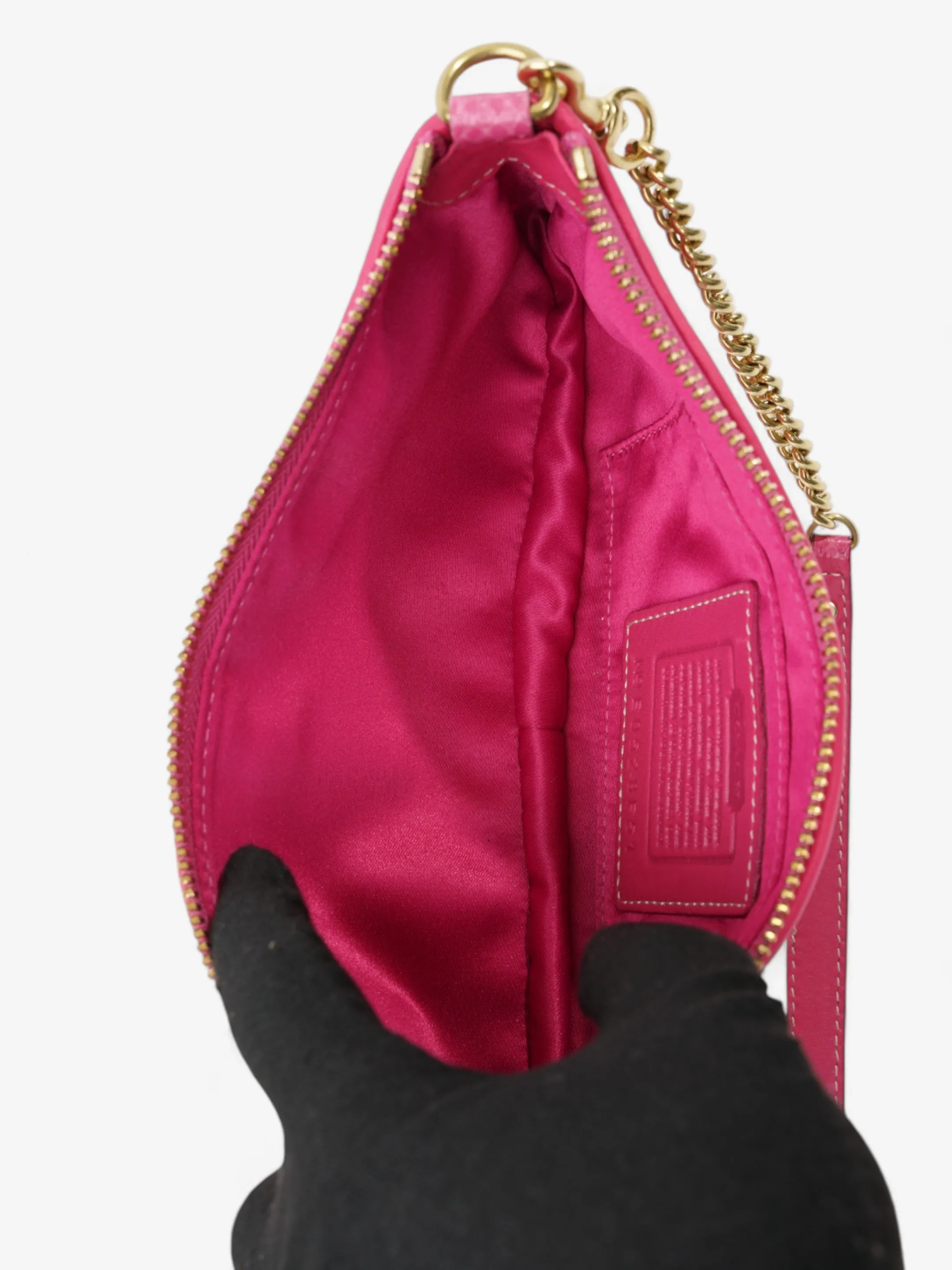 Coach Chenille Python Shoulder Bag Pink Canvas