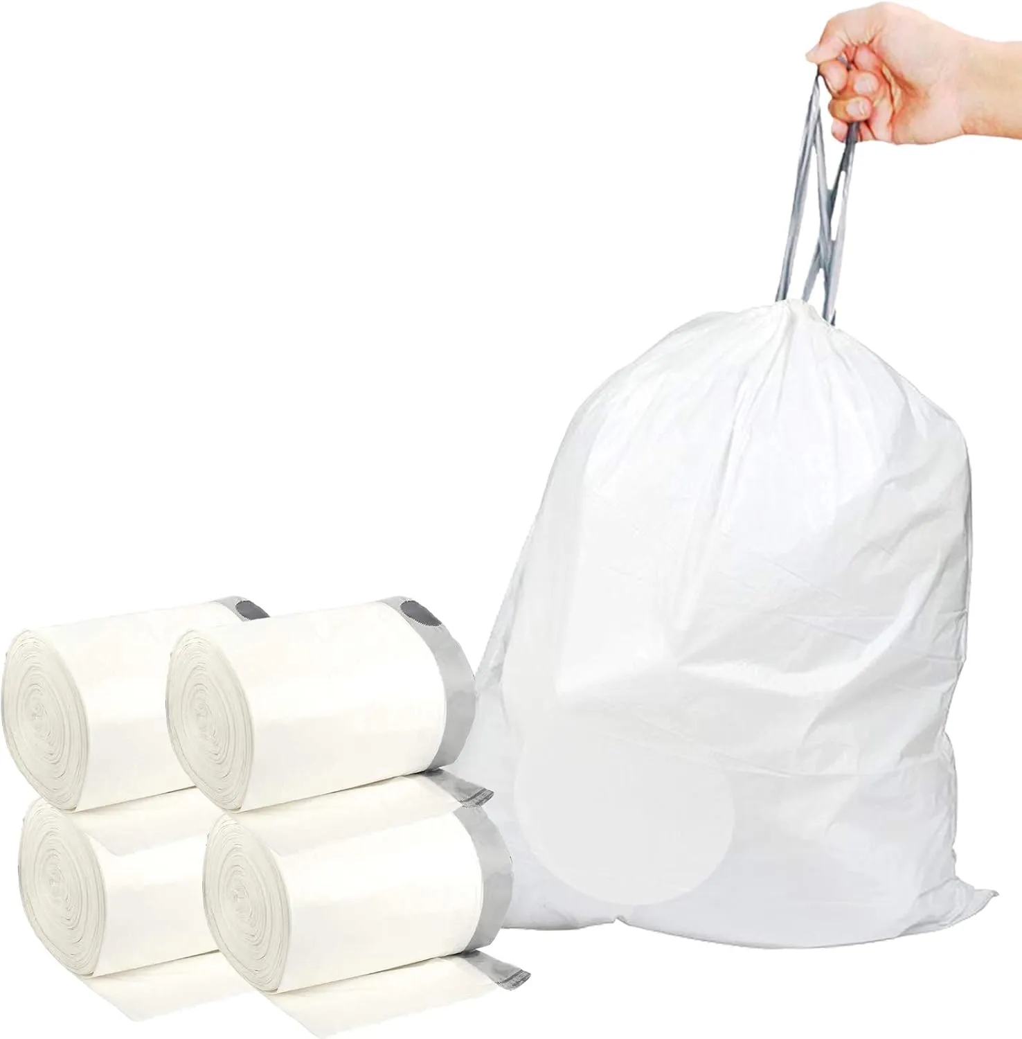 Code M 200 Count 12 Gallon 45 Liter Trash Bags with Reinforced Drawstring | Reliable1st Compatible with simpleman Code M | 1.2 Mil Thick Heavy Duty Quality | White Drawstring Garbage Liners