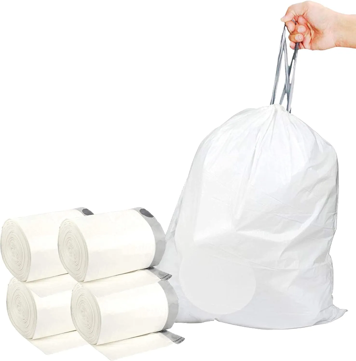 Code N (200 Count) Heavy Duty 1.2 Mil THICK Drawstring Plastic Trash Bags 12-13 Gallon Reliable1st Custom Fit Compatible with simpleman Strong White Drawstring Garbage Liners 12-13 Gallon/45-50 Liter