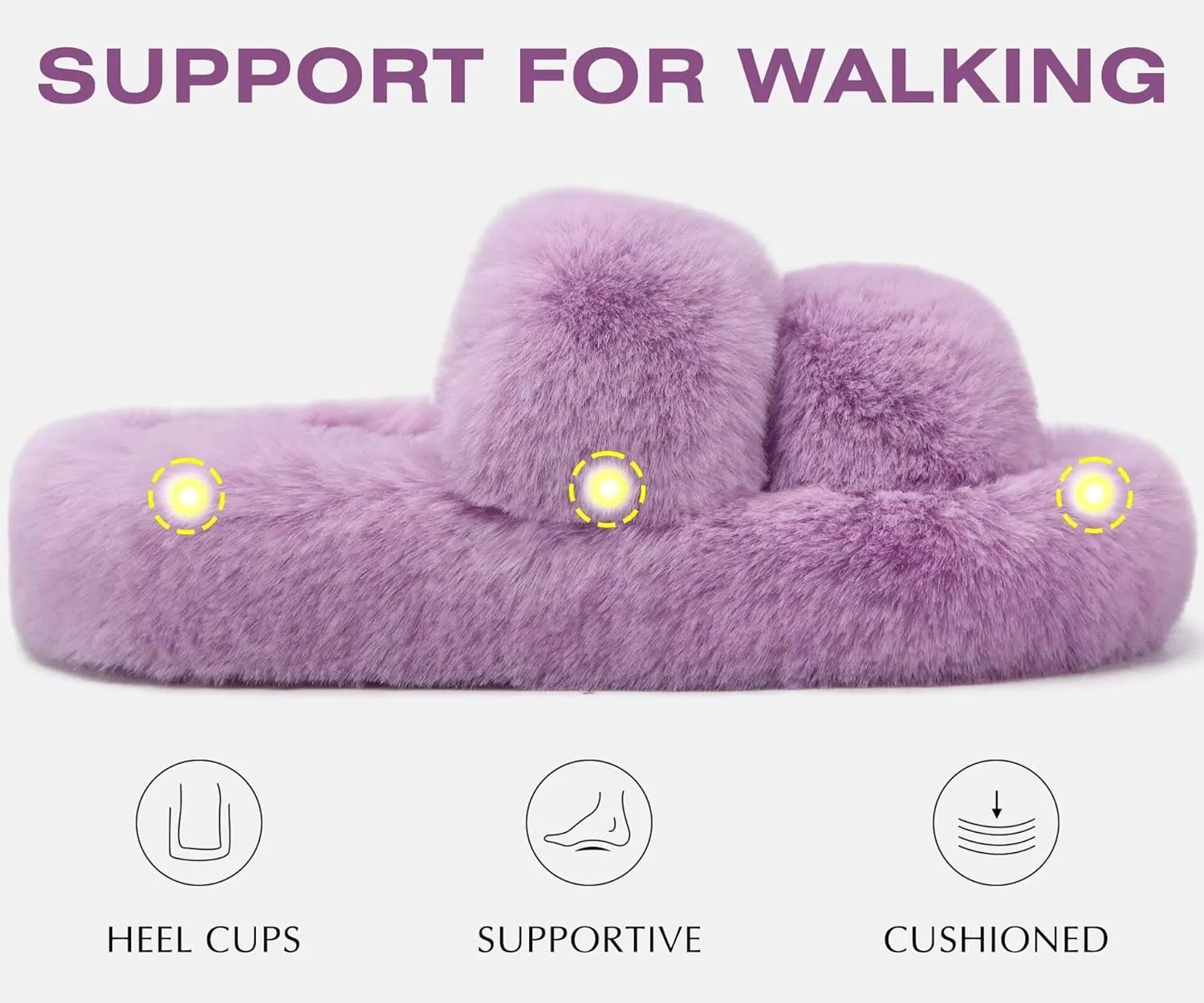 COFACE Womens House Slippers Woman Fuzzy Fluff Indoor Slipper Ladies Furry Fur Bedroom Slip On Slipers Women’s Home Winter Open Toe Plush Shearling Slide Size 5-11