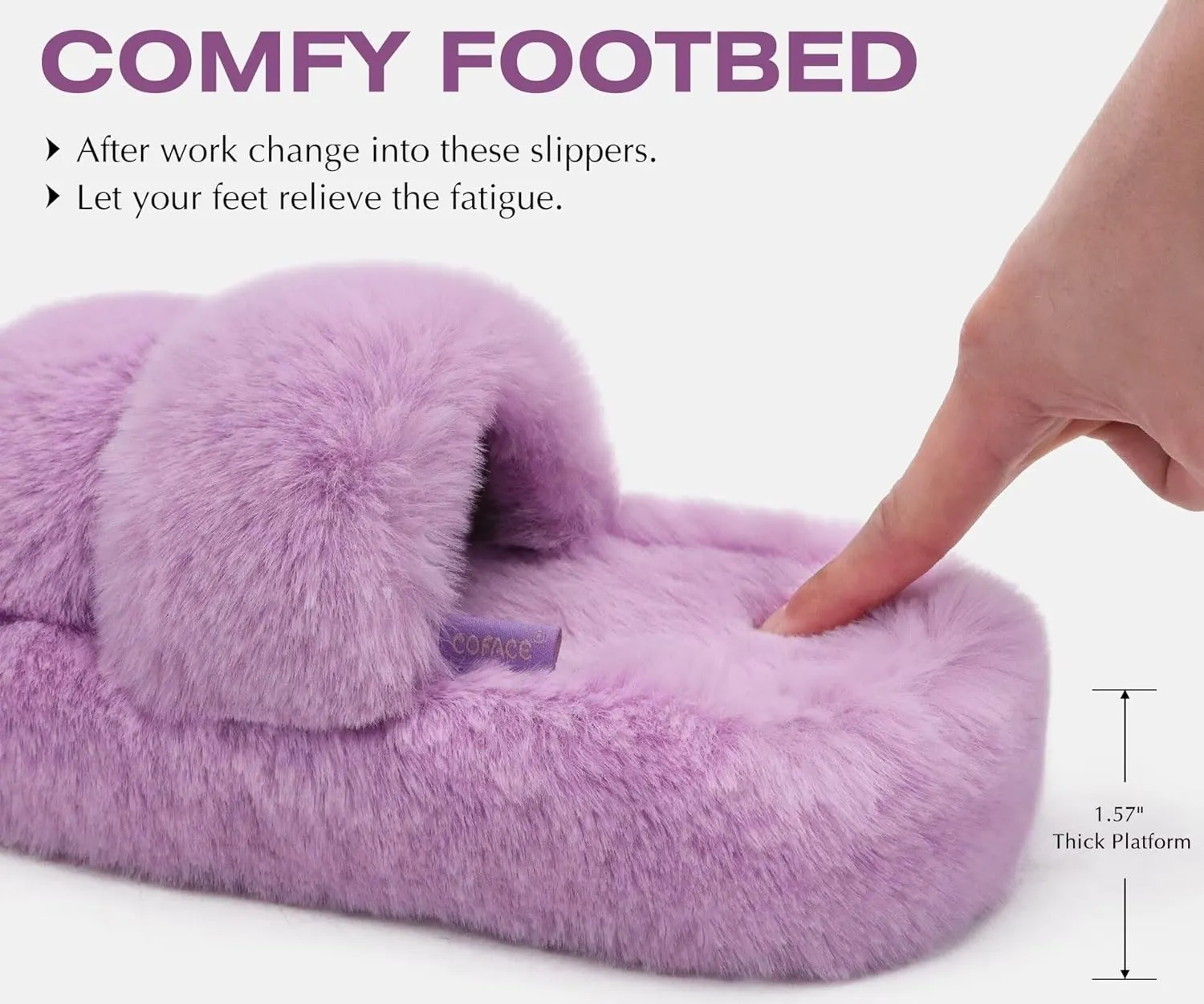 COFACE Womens House Slippers Woman Fuzzy Fluff Indoor Slipper Ladies Furry Fur Bedroom Slip On Slipers Women’s Home Winter Open Toe Plush Shearling Slide Size 5-11