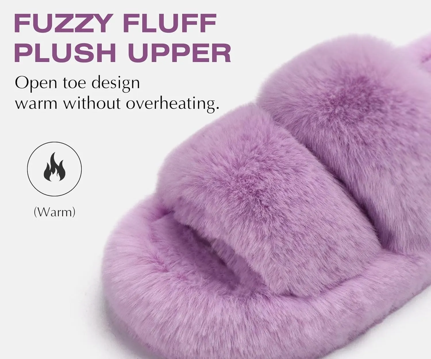 COFACE Womens House Slippers Woman Fuzzy Fluff Indoor Slipper Ladies Furry Fur Bedroom Slip On Slipers Women’s Home Winter Open Toe Plush Shearling Slide Size 5-11