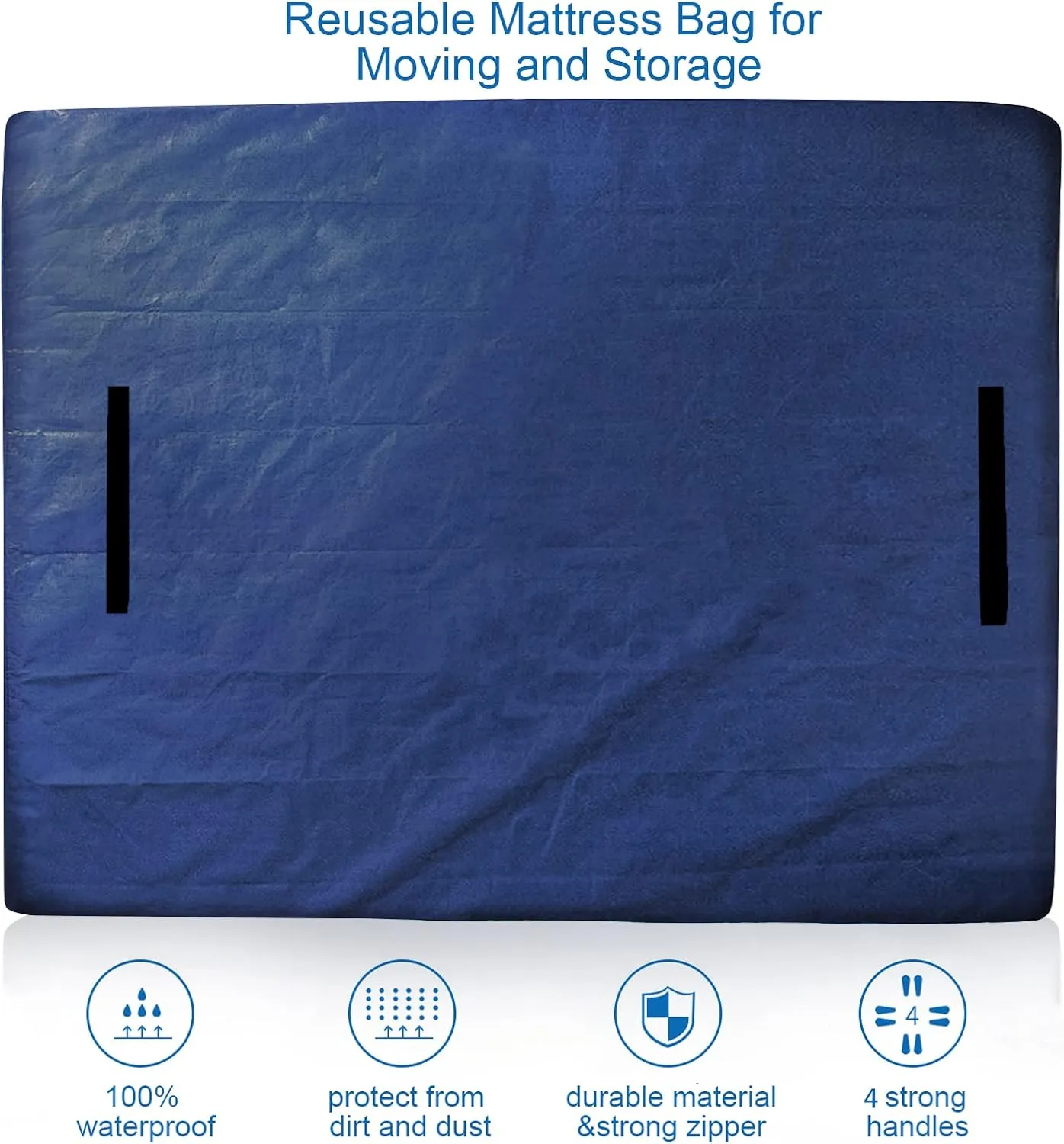 Coldwind Mattress Bags for Moving and Storage,Waterproof Mattress Cover for Moving with Heavy Duty Handles, Reusable Mattress Storage Bag, Moving Supplies & Moving Bags,California King Size,Navy