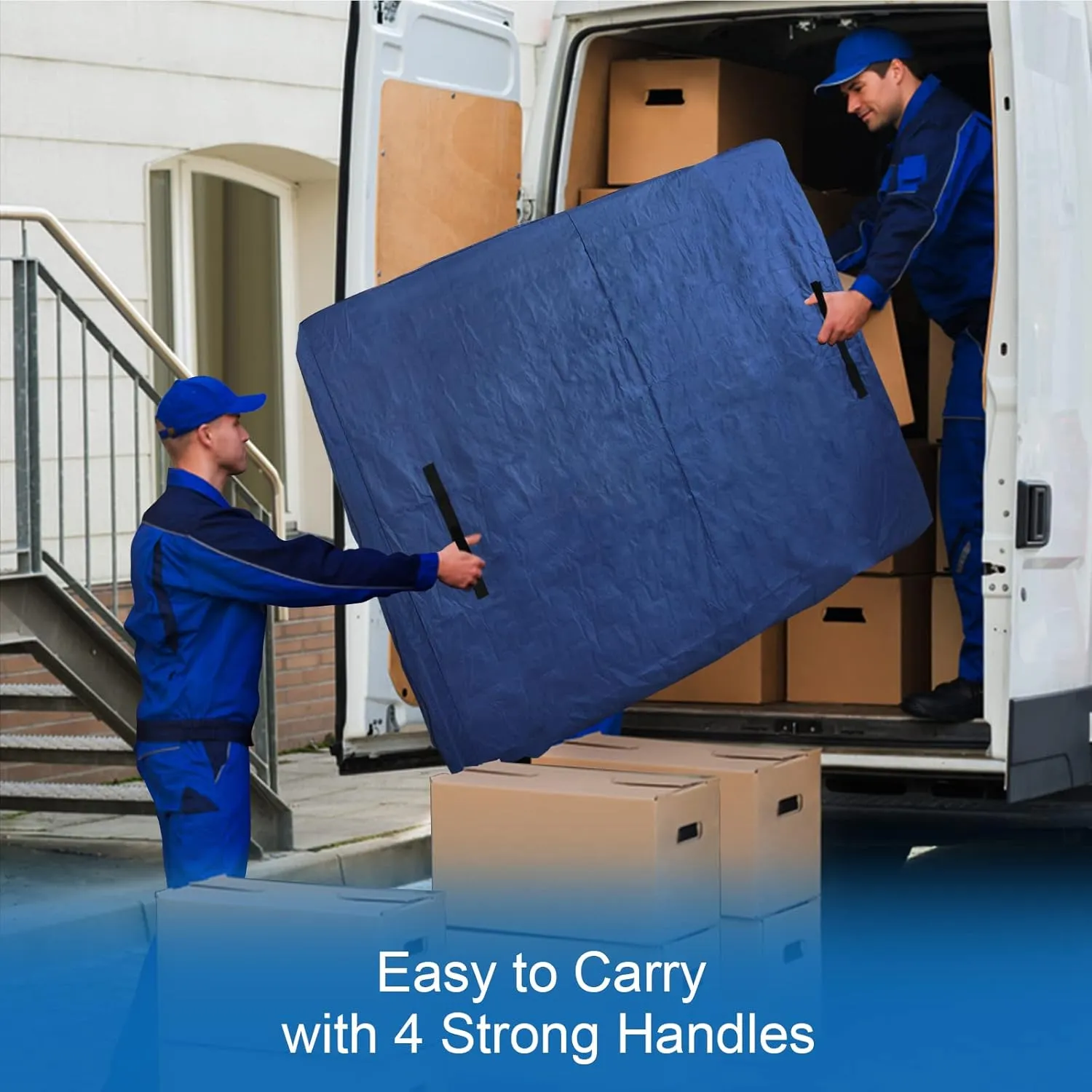 Coldwind Mattress Bags for Moving and Storage,Waterproof Mattress Cover for Moving with Heavy Duty Handles, Reusable Mattress Storage Bag, Moving Supplies & Moving Bags,California King Size,Navy