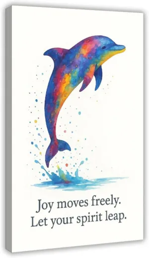 Colorful Splash Dolphin Abstract Watercolor Sea Animal Poster Print for Teen Boys Room Wall Art Canvas Painting Print 20x30inch(50x75cm)