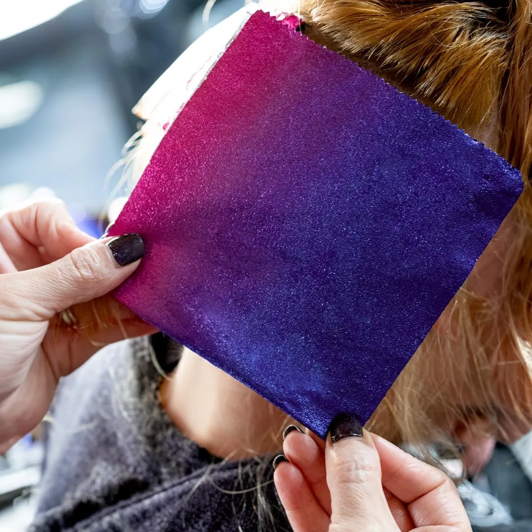 Colortrak Pink/Purple Gradient Pop-up Foil w/Dispenser (400 Count), Pre-cut Sheets, Non-Slip Embossed Texture, 5" x 10.75" Sheets for Hair Foil Coloring and Highlighting Sheet Applications