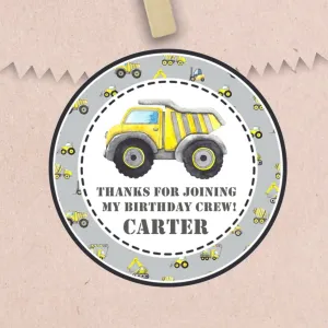 Construction Birthday Stickers