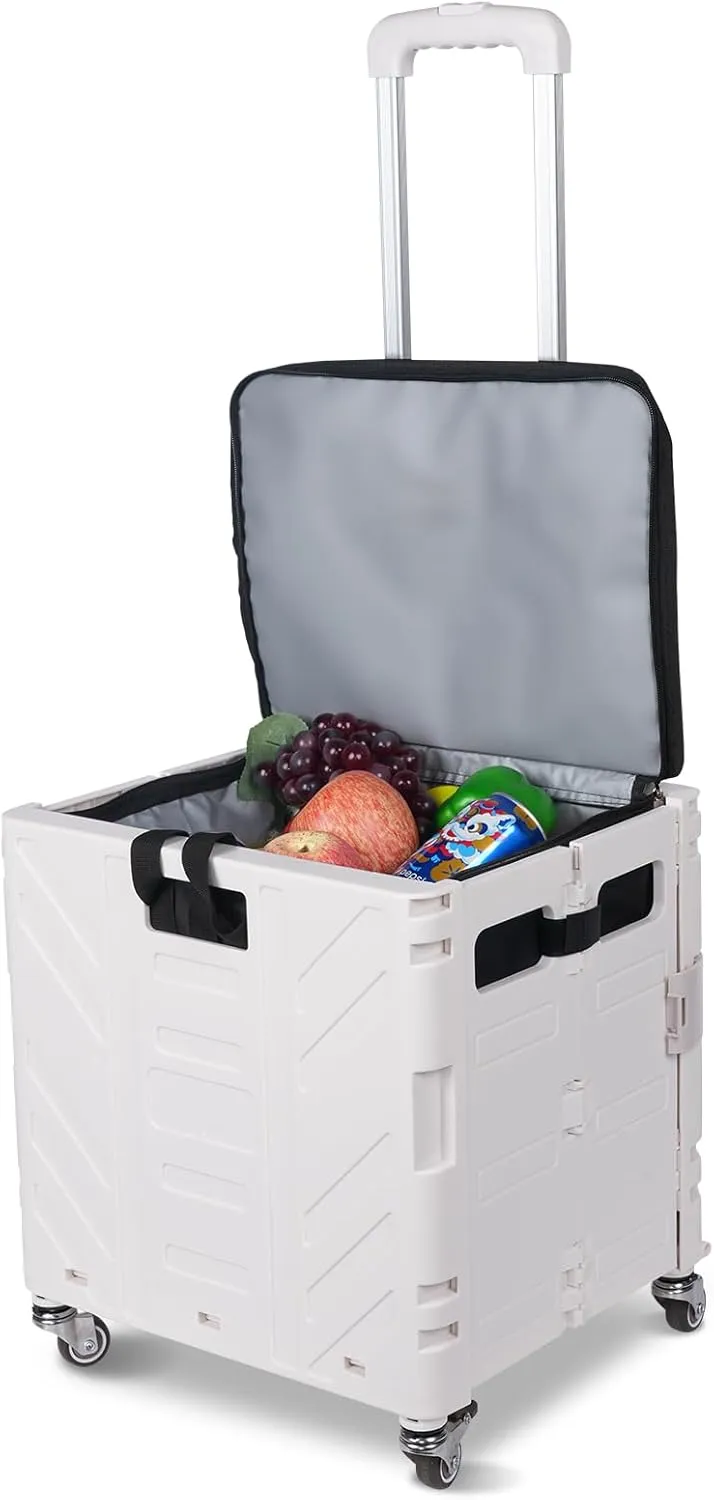 Cooler Bag Wheeled，Large Insulated Rolling Cooler Collapsible Leakproof Portable Hard Framed Ice Packs for Camping Picnic Beach Travel