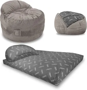CordaRoy's NEST Gaming Bean Bag Chair-Convertible Bean Bag Chair & Bed-Washable Chenille Cover with Pockets for Remote, Controllers-for Living Room,Basement-King Size-Charcoal|Made in The USA