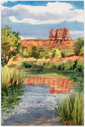 COTAIL Landscape Canvas Wall Art, Watercolor Painting Arizona Desert Pictures Prints Poster Wall Décor for Living Room Bedroom Farmhouse Home Decorations (Unframed, 12”x18”, Landscape)