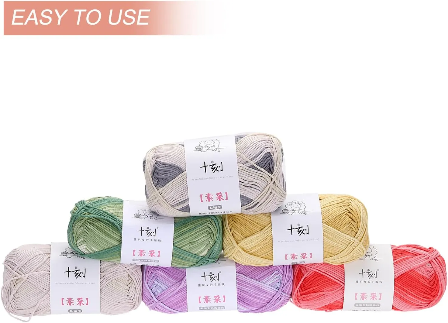 Cotton Yarn,100% Cotton Soft Knitting Yarn [for Hand DIY Bag Cushion Crocheting Knitting Project Home Decor] -2 Packages of 100g/3.52oz(Per Skein 50g/164yards)/Gradient Green