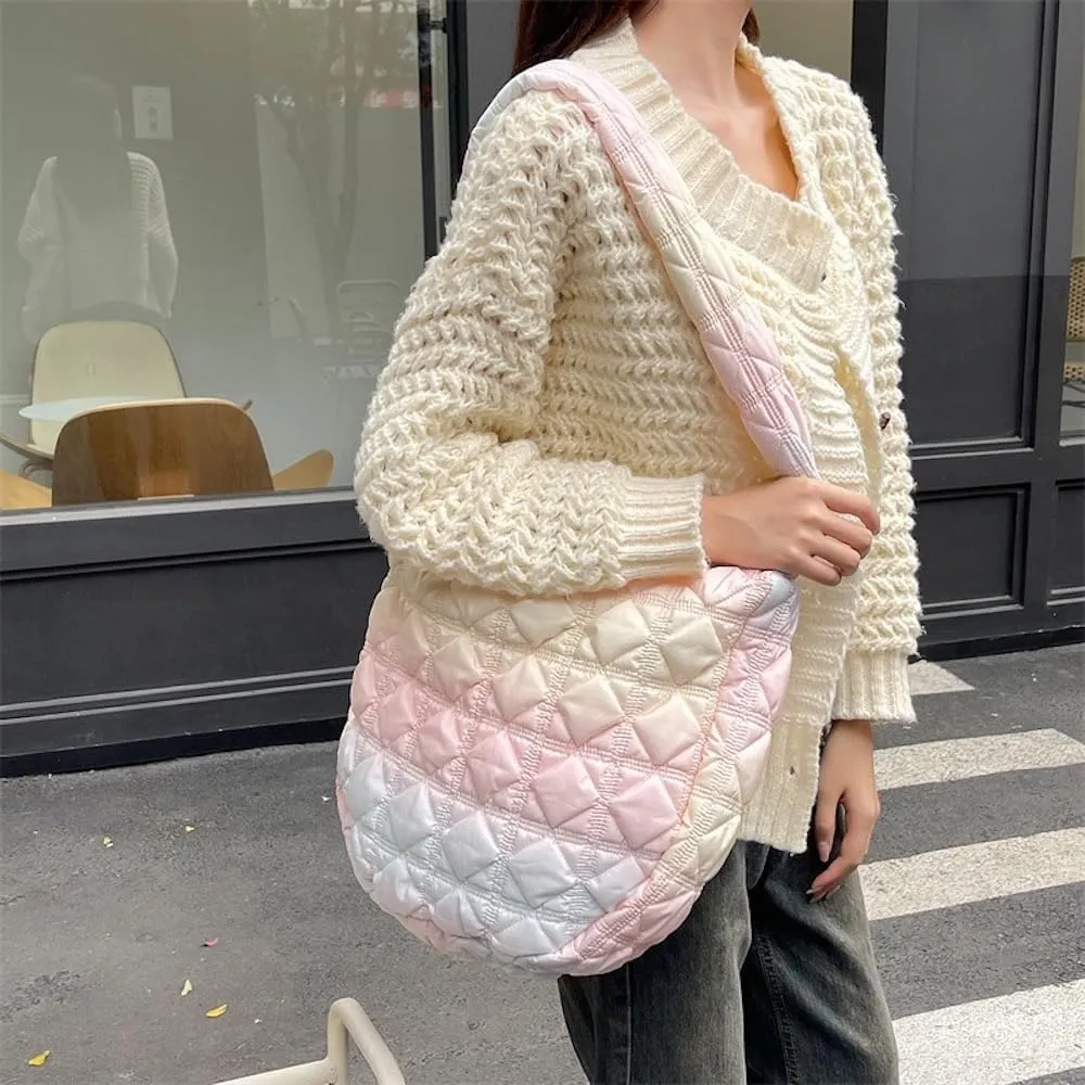 Cream Puff Shoulder Purse Bag Women Teen Girls Rainbow Gradient Cloud Coquette Aesthetic Crossbody Tote Bag Handbags