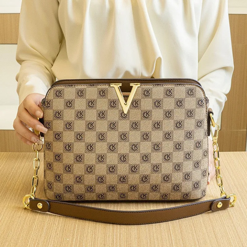 creamtopmall Summer New Printed Bags Trendy Fashionable Easy-to-Match Retro Shell Bag Crossbody Minni Chain Handbag