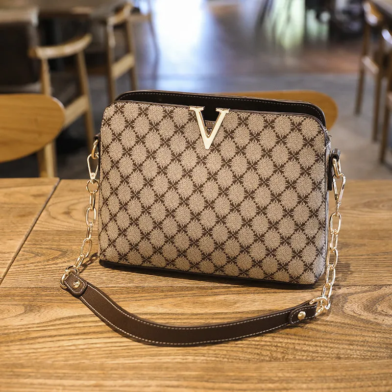 creamtopmall Summer New Printed Bags Trendy Fashionable Easy-to-Match Retro Shell Bag Crossbody Minni Chain Handbag