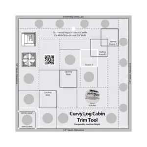 Creative Grids Curvy Log Cabin Trim Tool Quilt Ruler – CGRJAW5 – Made in USA, 8-1/2in x 8-1/2in, Non-Slip Grip Acrylic Quilting, Sewing, Crafting, Patchwork Ruler & Template