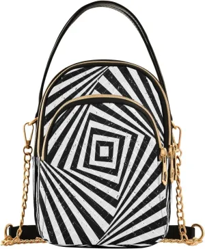 Crossbody Bags for Women Optical Illusion with Texture Quilted Chain Crossbody Purses Trendy Cross Body Phone Purse Handbag