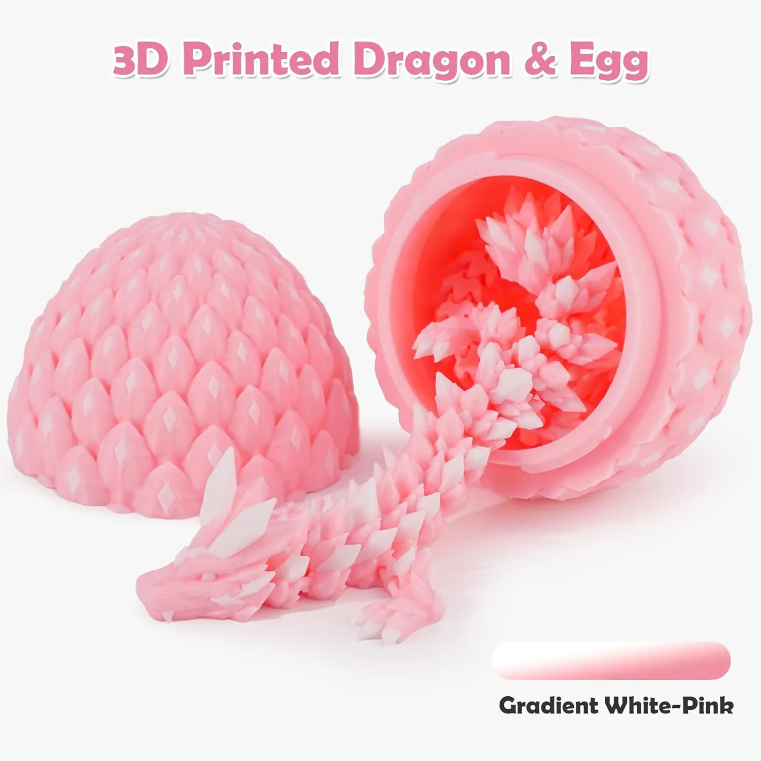 Crystal Dragon 3D Printed Dragon with Matching Egg – Articulated Multicolor Dragon Toy – Upgraded 2025 Model – Display Collectible for Fantasy Lovers