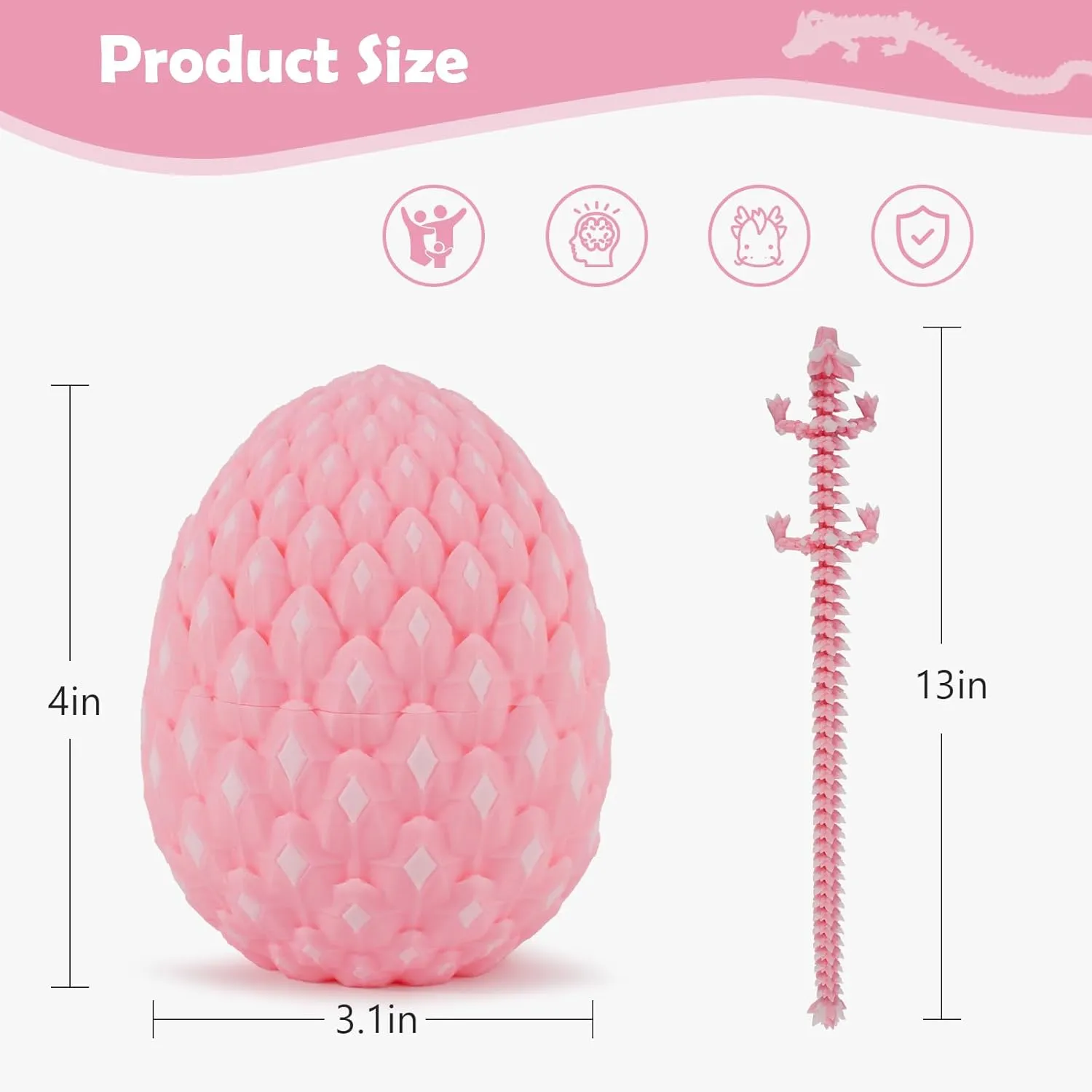 Crystal Dragon 3D Printed Dragon with Matching Egg – Articulated Multicolor Dragon Toy – Upgraded 2025 Model – Display Collectible for Fantasy Lovers