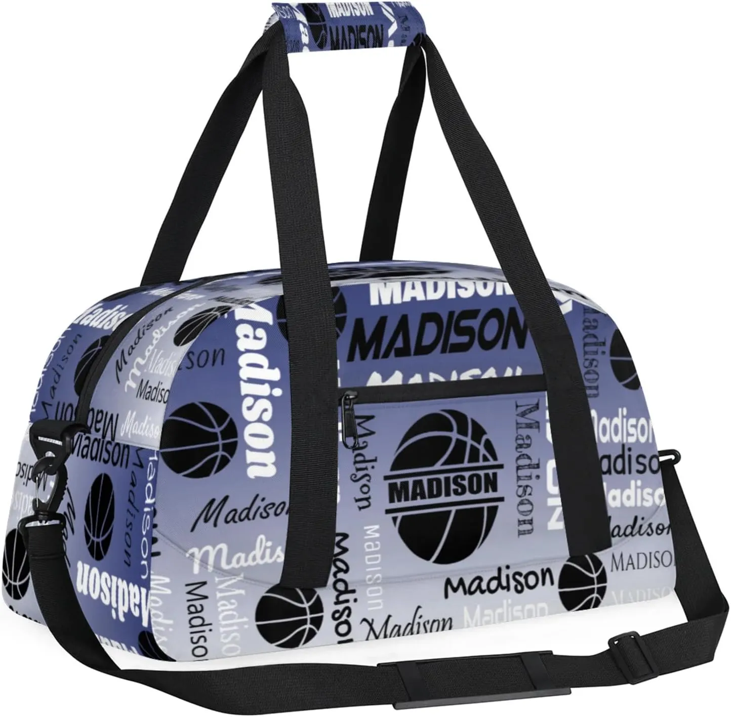 Custom Basketball Gym Duffel Bag for Women Men, Personalized Name Travel Sport Bags Customized Balls Weekender Bag, Cobalt Blue Gradient