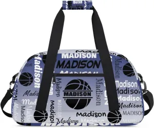 Custom Basketball Gym Duffel Bag for Women Men, Personalized Name Travel Sport Bags Customized Balls Weekender Bag, Cobalt Blue Gradient