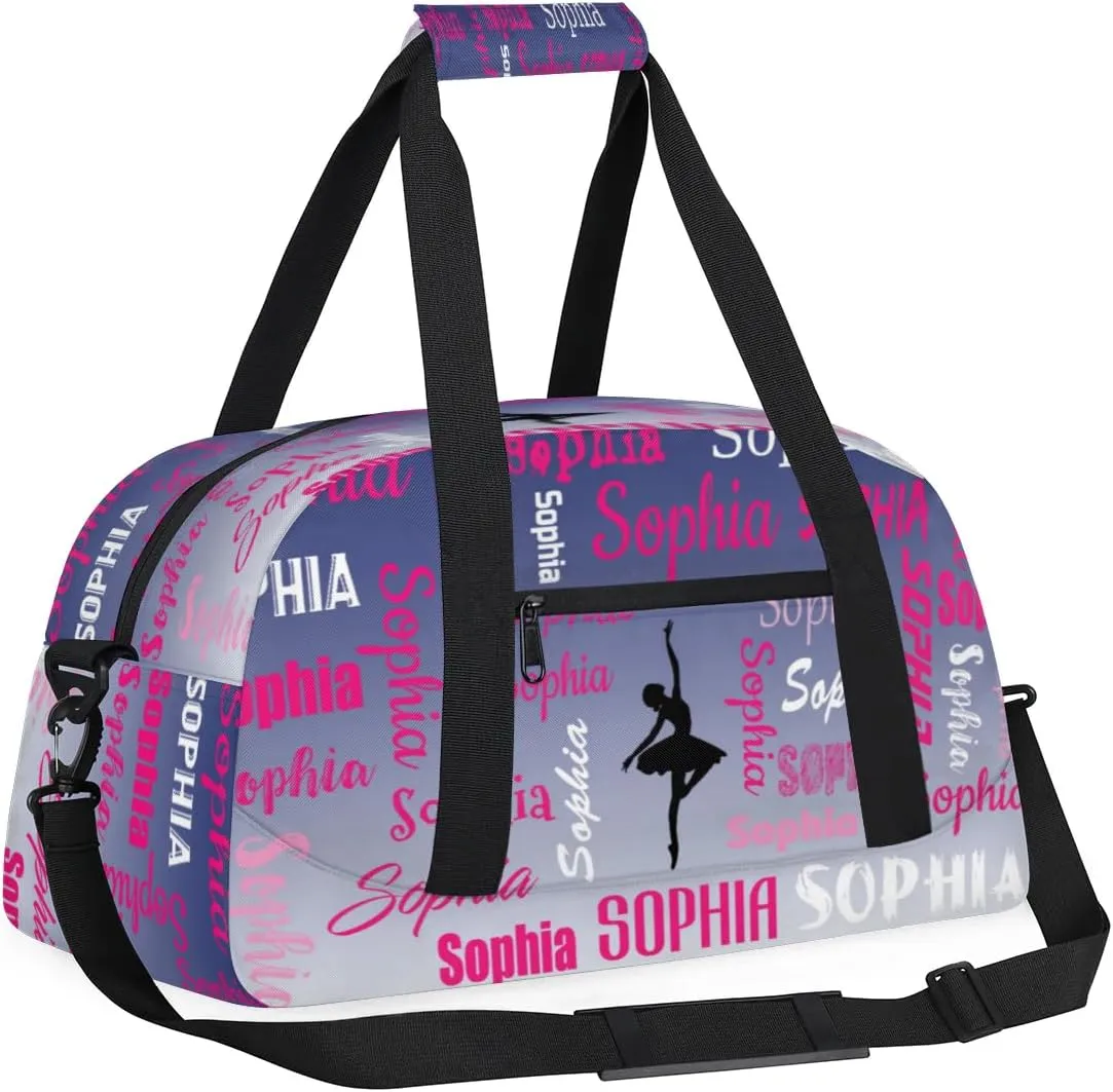 Custom Dance Bag Gym Bag for Women, Personalized Sport Duffel Bag Weekender Bags Travel Duffel Bag Cobalt Blue Gradient Ballet Bags