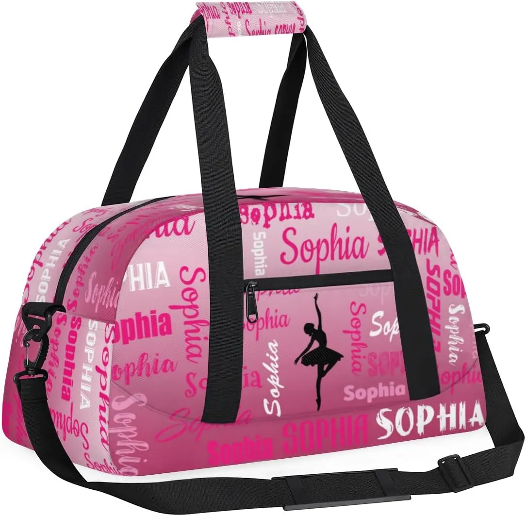 Custom Dance Bag Gym Bag for Women, Personalized Sport Duffel Bag Weekender Bags Travel Duffel Bag Dark Pink Gradient Ballet Bags