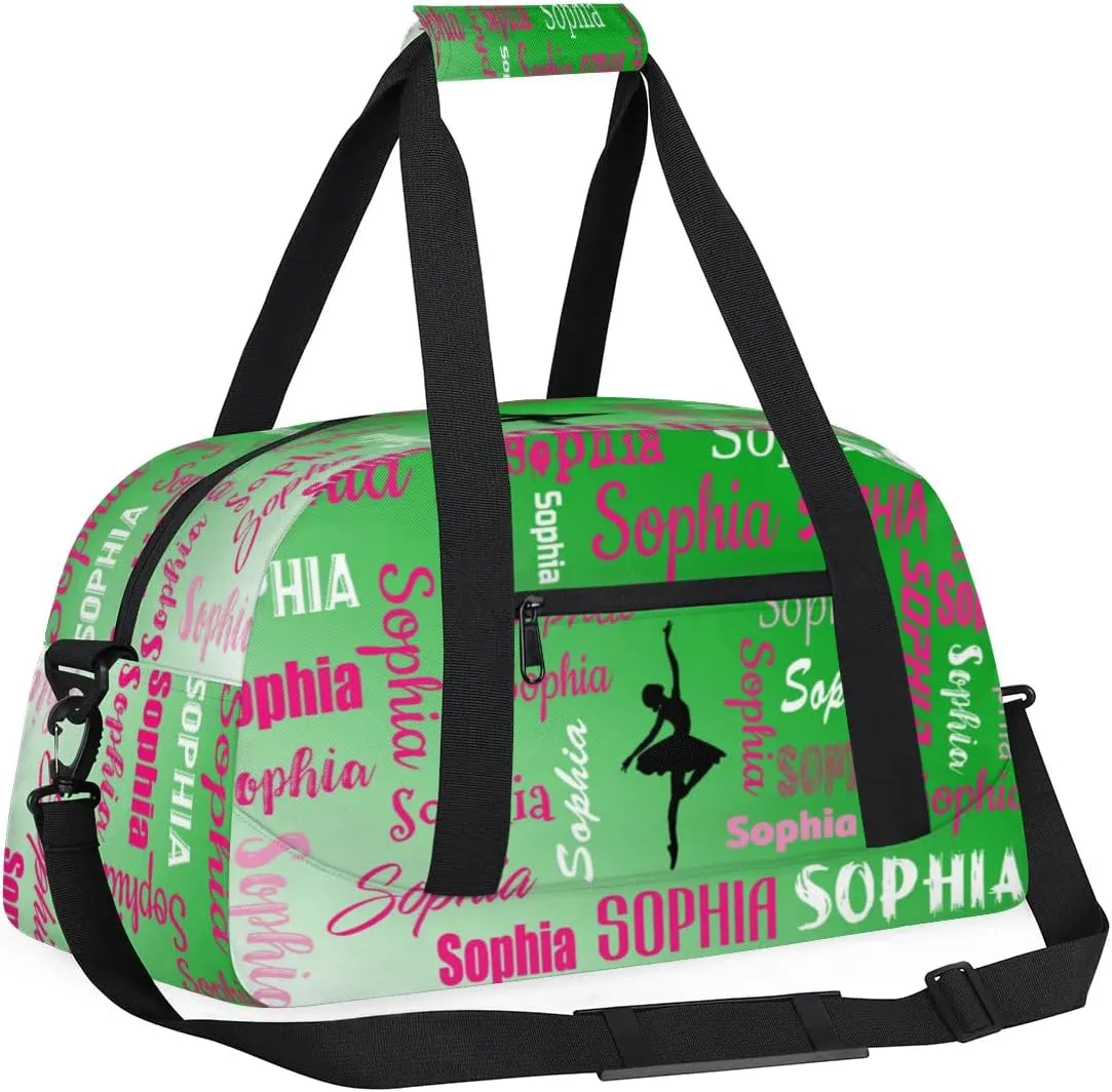Custom Dance Bag Gym Bag for Women, Personalized Sport Duffel Bag Weekender Bags Travel Duffel Bag Grass Green Gradient Ballet Bags