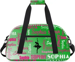 Custom Dance Bag Gym Bag for Women, Personalized Sport Duffel Bag Weekender Bags Travel Duffel Bag Grass Green Gradient Ballet Bags