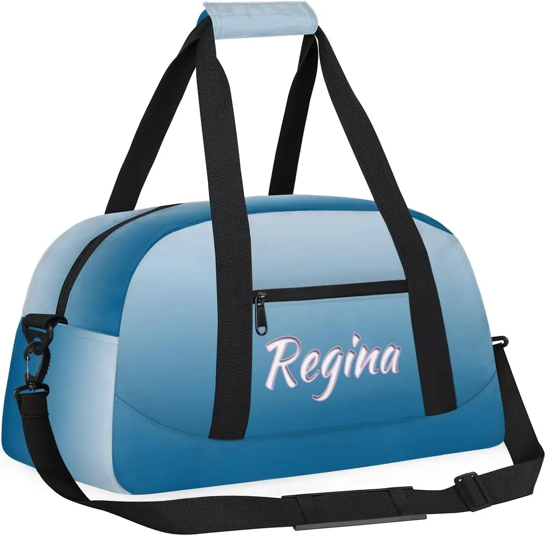 Custom Dance Bag Personalized Duffel Dance Bag Gymnastics Sport Bag Waterproof Carry on Travel Bag Overnight Weekender Bags, Blue Gradient