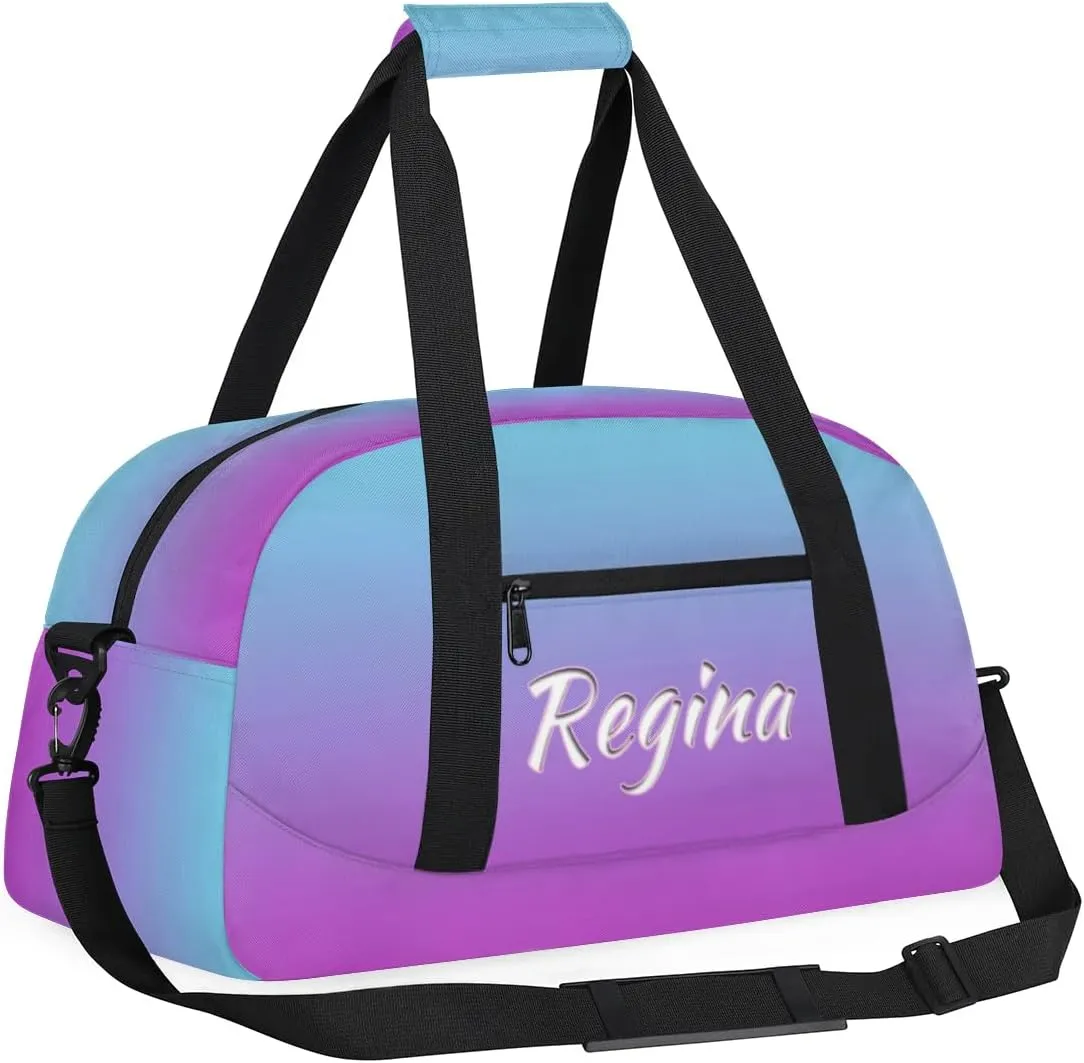 Custom Dance Bag Personalized Duffel Dance Bag Gymnastics Sport Bag Waterproof Carry on Travel Bag Overnight Weekender Bags, Blue Purple Gradient