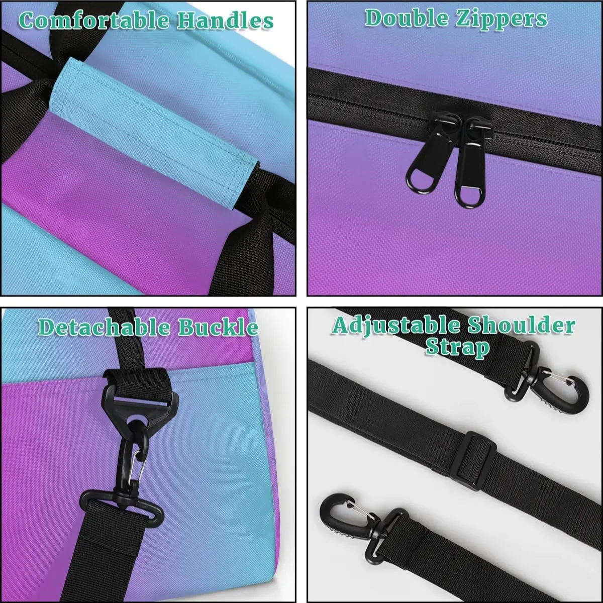 Custom Dance Bag Personalized Duffel Dance Bag Gymnastics Sport Bag Waterproof Carry on Travel Bag Overnight Weekender Bags, Blue Purple Gradient