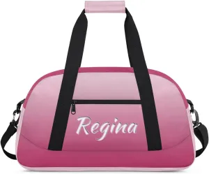 Custom Dance Bag Personalized Duffel Dance Bag Gymnastics Sport Bag Waterproof Carry on Travel Bag Overnight Weekender Bags, Dark Pink Gradient