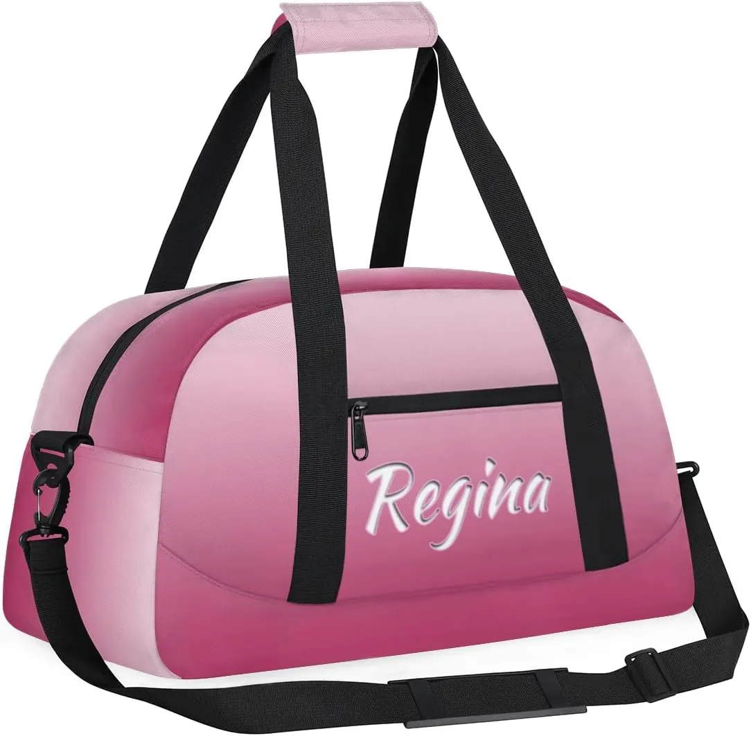 Custom Dance Bag Personalized Duffel Dance Bag Gymnastics Sport Bag Waterproof Carry on Travel Bag Overnight Weekender Bags, Dark Pink Gradient