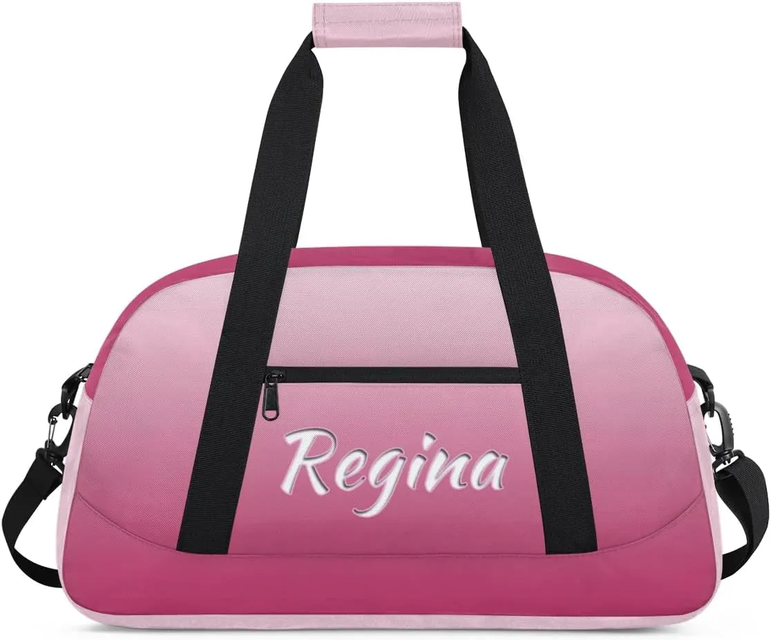 Custom Dance Bag Personalized Duffel Dance Bag Gymnastics Sport Bag Waterproof Carry on Travel Bag Overnight Weekender Bags, Dark Pink Gradient