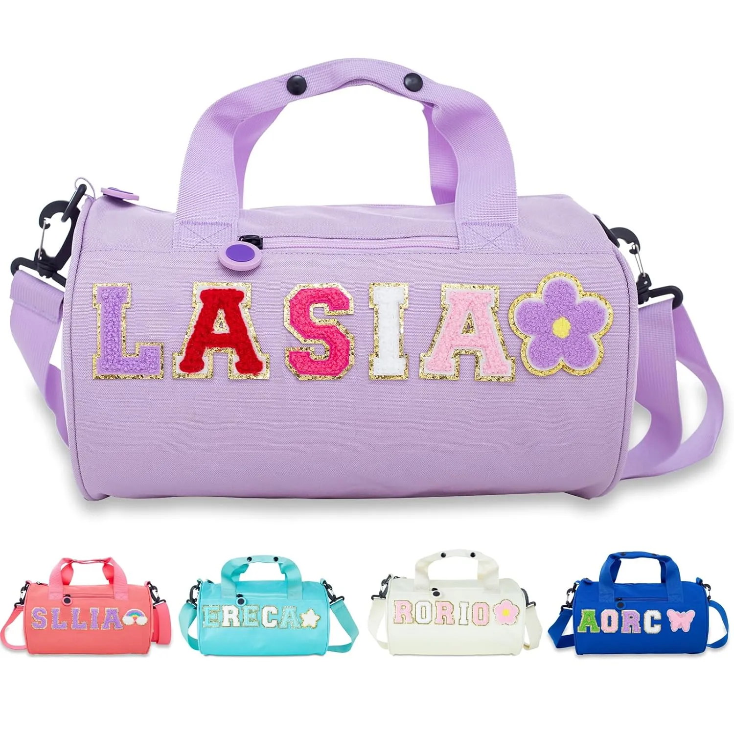 Custom Dance Ballet Bag for Girls Boy,Personalized Kids Travel Bag for Toddler Sew on Chenille Letter,Sport Duffle Gym Bags,Kids Weekender Overnight Bag,Cheerleader Bag,Birthday Gift
