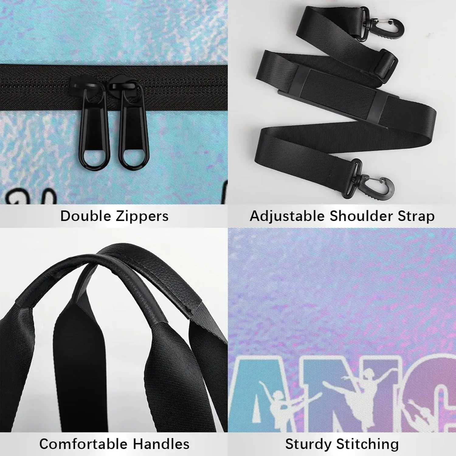 Custom Dance Duffel Bag with Name Round Personalized Dance Ballet Bags Waterproof Customized Travel Bag Carry-On Tote 17.6in, Gradient Blue Purple