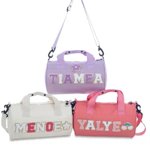 Custom Dance Duffle Bag,Personalized Sport Gym Bag for Toddler,Travel Bag for Girls,Sewn on with Chenille Letters,Kids Ballet Bag,Overnight Weekender Travel Bag,Kids Christmas Gift