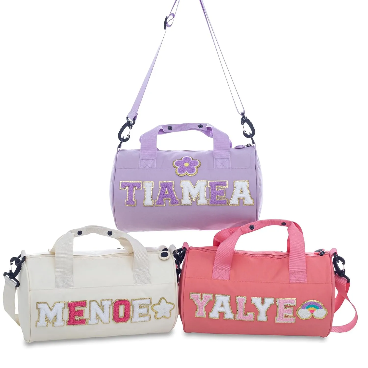 Custom Dance Duffle Bag,Personalized Sport Gym Bag for Toddler,Travel Bag for Girls,Sewn on with Chenille Letters,Kids Ballet Bag,Overnight Weekender Travel Bag,Kids Christmas Gift