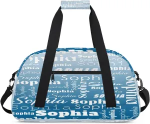 Custom Gym Duffel Bag for Women Men, Personalized Name Sport Bag Overnight Bags Customized Travel Weekender Bag, Blue Gradient
